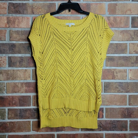 Joan Vass Tops - M Joan Vass Studio Yellow lace shell tank top shirt blouse
